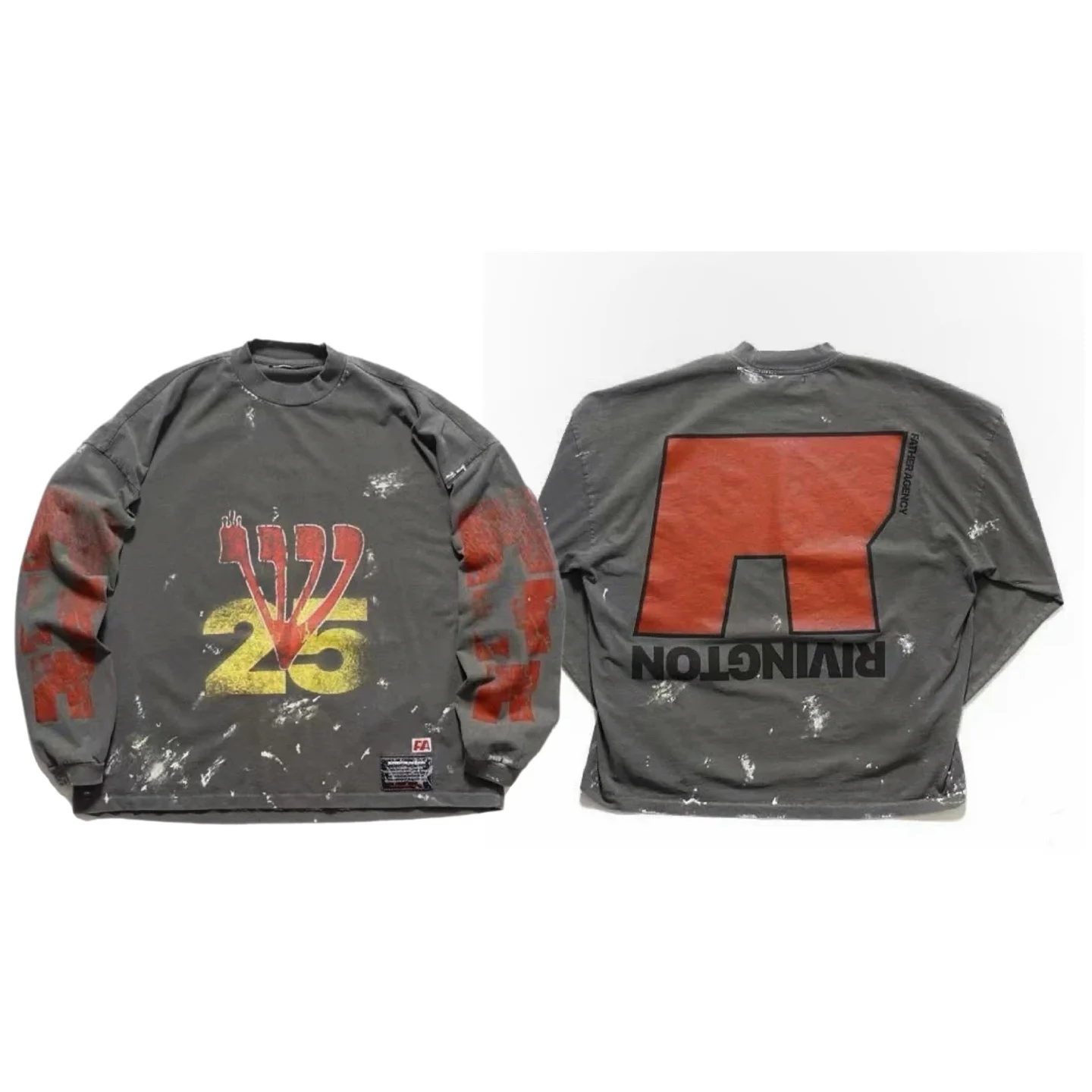 

RRR-123 Graffiti Numbers Tees Kanye West StreetWear Wash Make Old 1:1 Vintage Hip Hop Fashion Tops T-shirt for Men Clothing