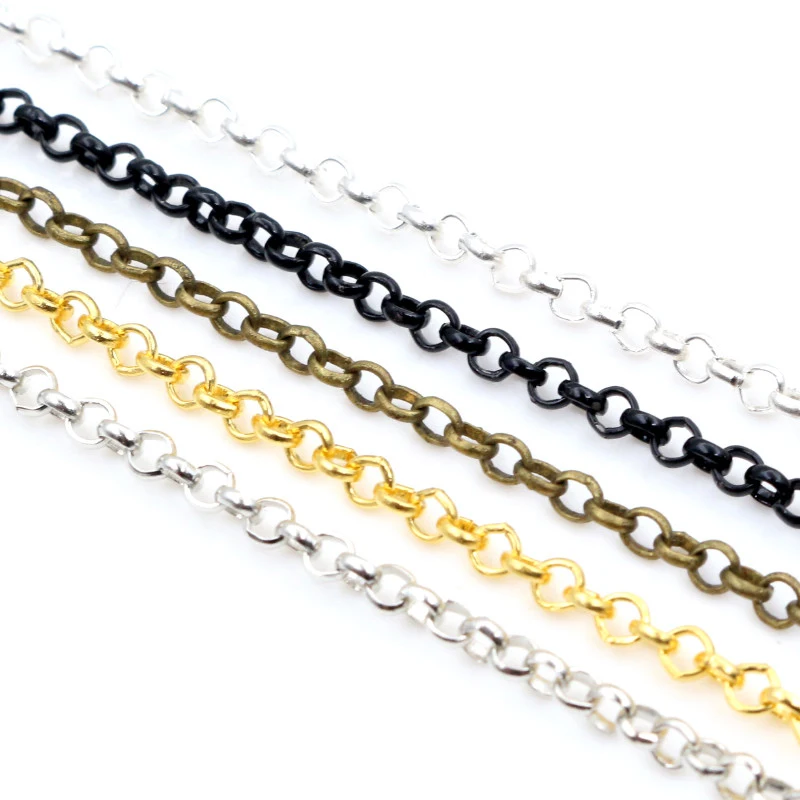 5 Meters/lot 2.0mm 2.5mm 5 Colors Plated O-ring Unwelded Iron Cable Chains Necklace DIY Jewelry Making Findings Accessories