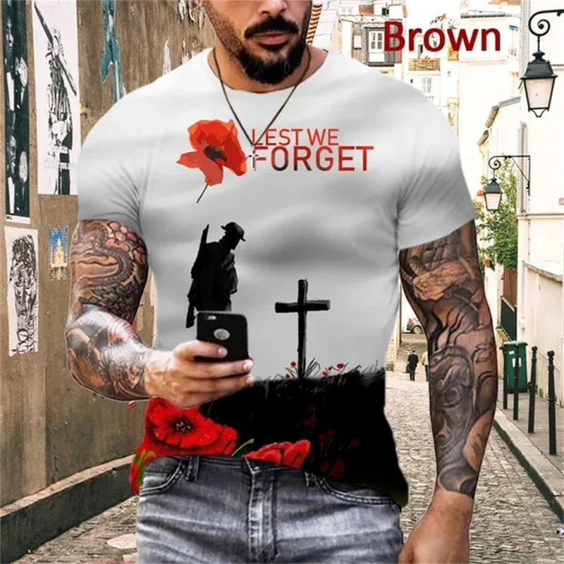 New Lest We Forget 3D Printed Men Short Sleeve T-shirt Personality Hip-hop Unisex Fashion Retro Casual Male T Shirts Sports Tees