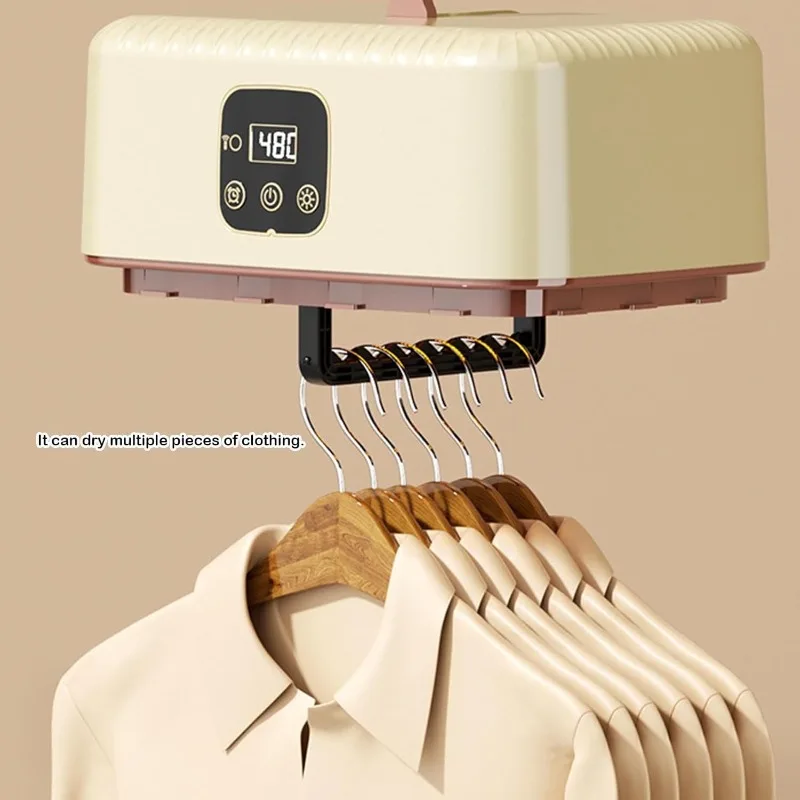 Portable foldable smart dryer for clothes electronic wardrobe style dryer heating function family travel, including rack