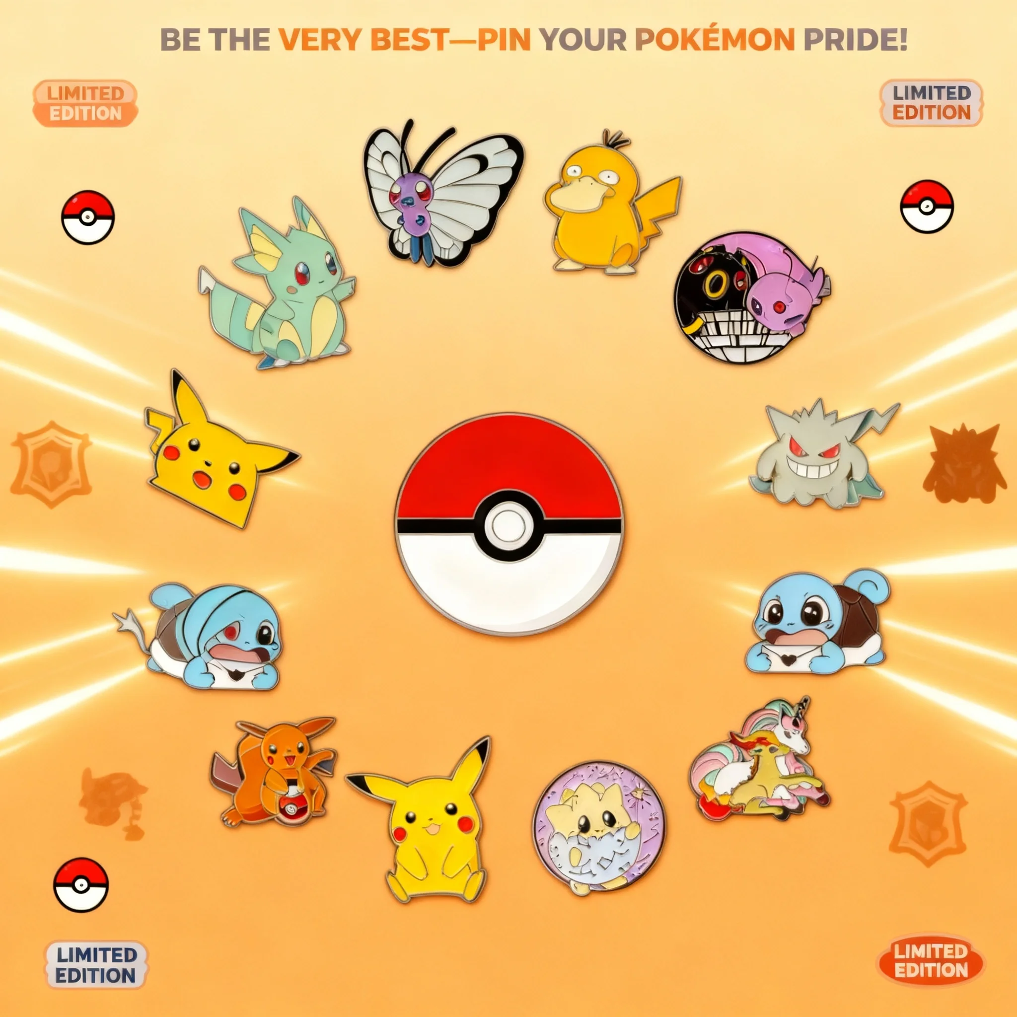 

Pikachu Gengar Kawaii Pokemon Enamel Pins Collectible Set Sprite Metal Cartoon Brooch Badges for Backpack Hat Bag Collar Lapel