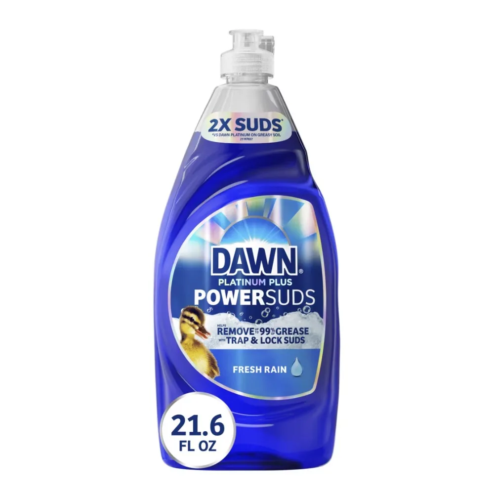 Platinum Plus PowerSuds Liquid Dish Soap, 21.6 oz Bottle, Powerful Grease Cutting, Concentrated Formula, Long Lasting, Effective Cleaning, Kitchen Dish Soap for Hand Washing Dishes