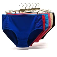 Calzoncillos sexis de algodón para mujer, ropa interior de cintura alta, lencería íntima femenina de encaje transparente 2XL 3XL 4XL de talla grande, 6 unids/lote