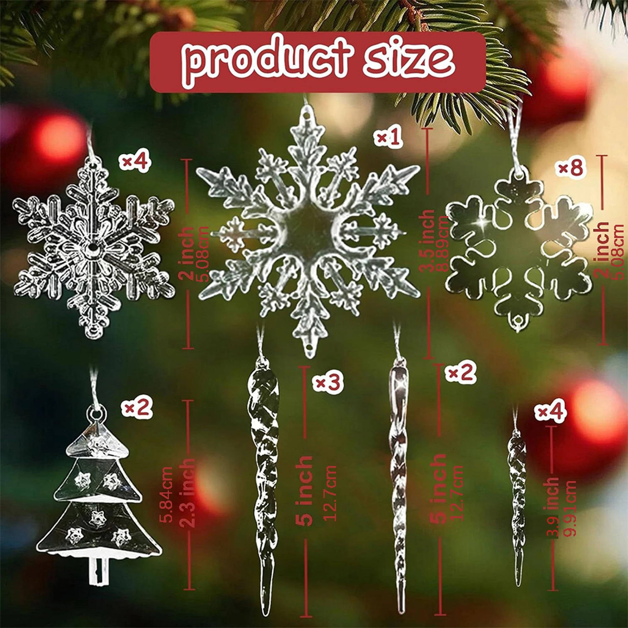 

24 шт. праздничные рождественские акриловые снежинки ледяная колонна декоративные подвесные украшения для украшения дома и вечеринки