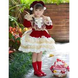 Kids Party Dresses Girls Children Lolita Costume Spanish Court Tutu Princess Dresses Long Sleeve Infant Party Dress