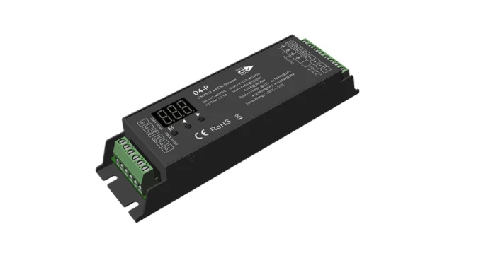 Skydance D4-E D4-P 4 قناة PWM DMX فك D5-E D5-P 5CH DMX512 تحكم شاشة ديجيتال XLR3 RJ45 DC12-36V/48V