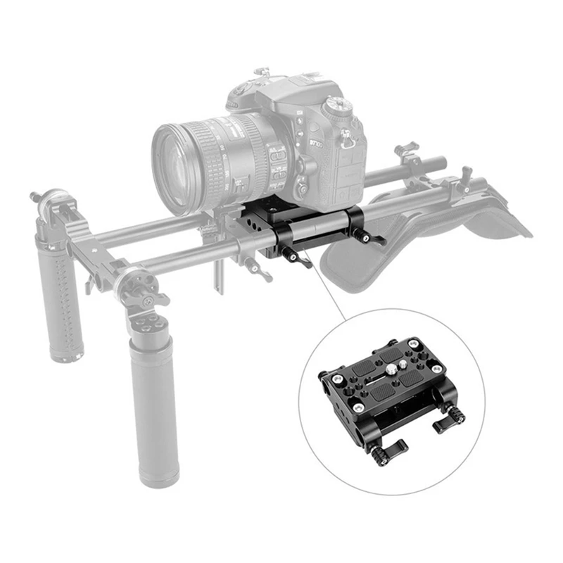 Placa de montaje para cámara, trípode, monopié, placa Base de montaje con abrazadera de varilla de 15Mm, Railblock para soporte de varilla/jaula de aparejo Dslr
