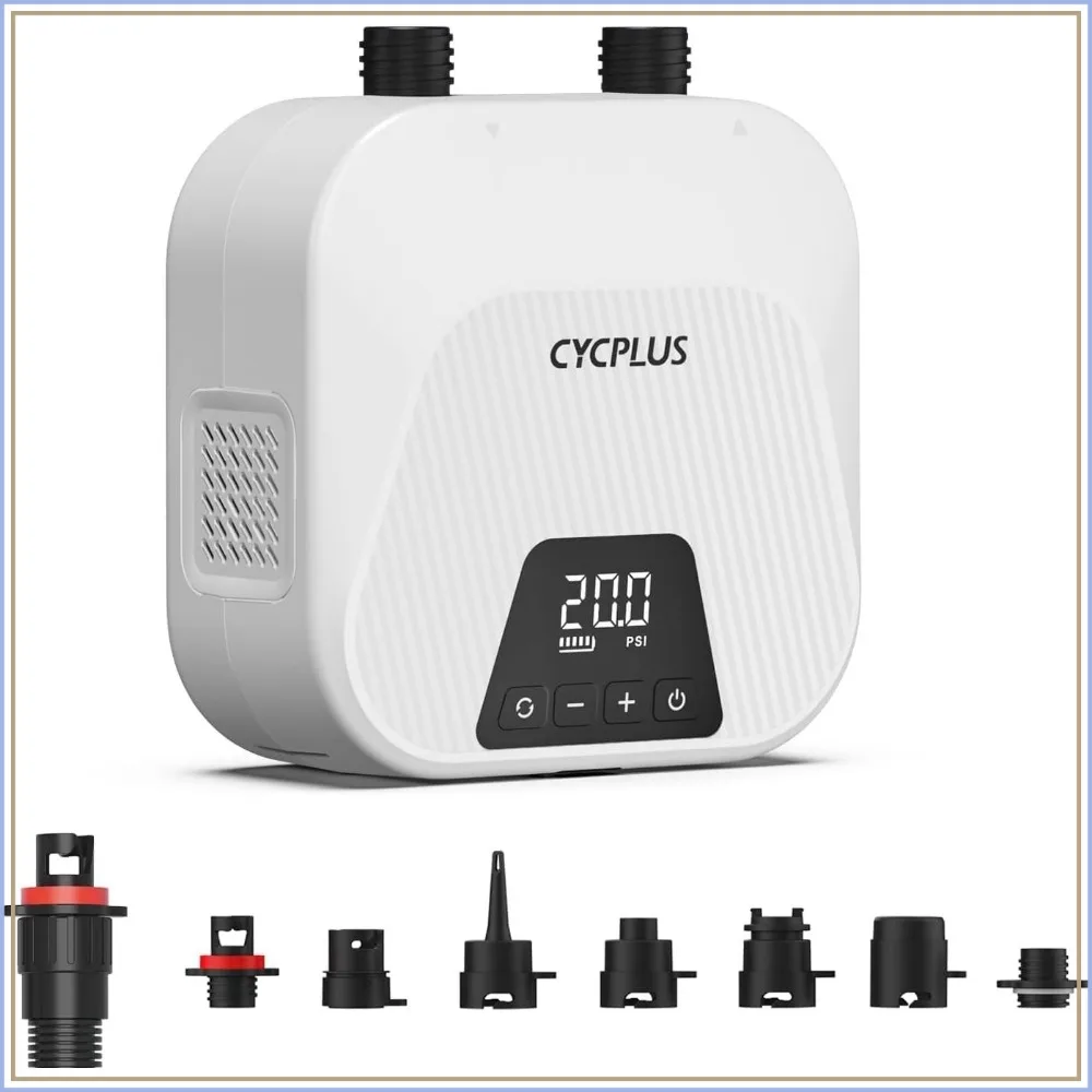 20PSI High Pressure Smart SUP Air Pump, Rechargeable Battery-Powered, Intelligent Dual Stage Inflation & Deflation, Auto-Off for Paddle Boards, Surfing Kite, Tent, Mattress