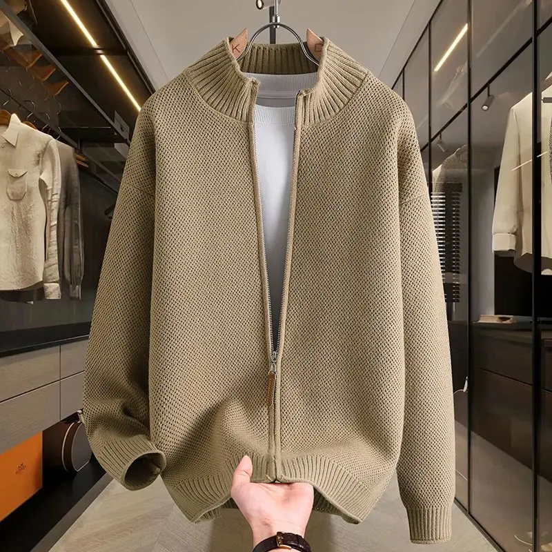 2026 Autumn Men's Fashion Casual Knitted Cardigan Loose Sweater Jacket