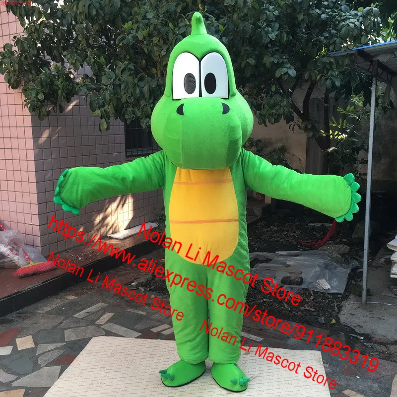 Costume de mascotte de dinosaure vert personnalisé, ensemble de dessin animé, jeu de plis, fête d'anniversaire, boule de maquillage, carnaval, cadeau de vacances, nouveau, 985