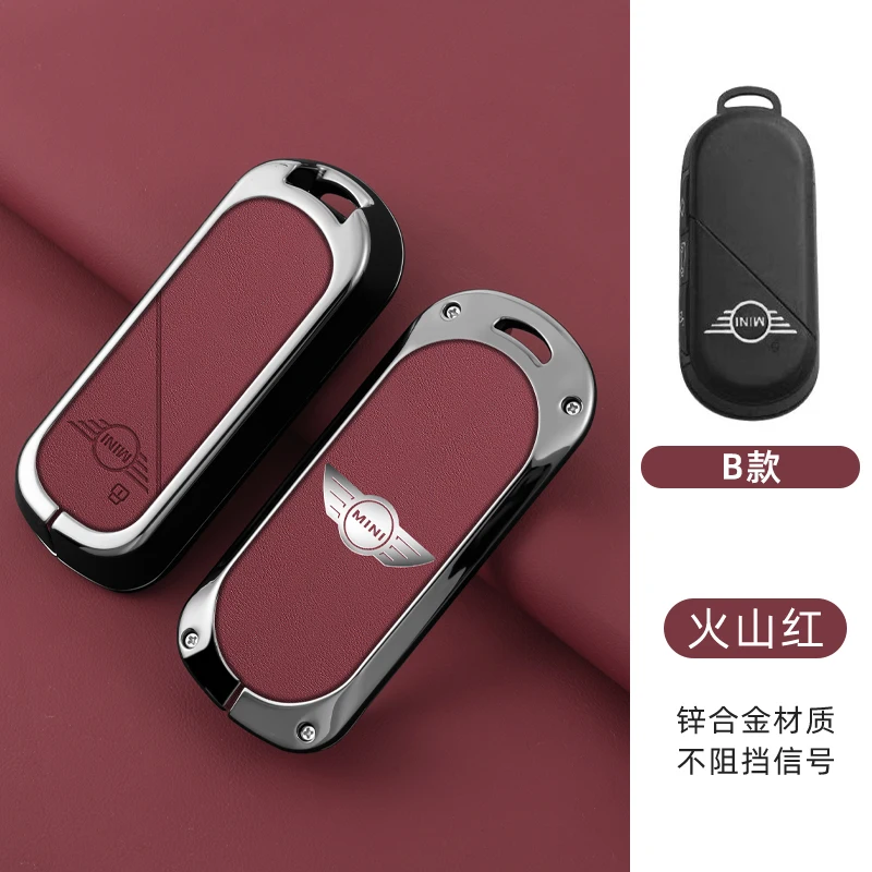 Leather Car Remote Key Case Full Cover Protection Shell Keychain Holder for Bmw Mini Countryman Cooper One 2023 2024 Accessories