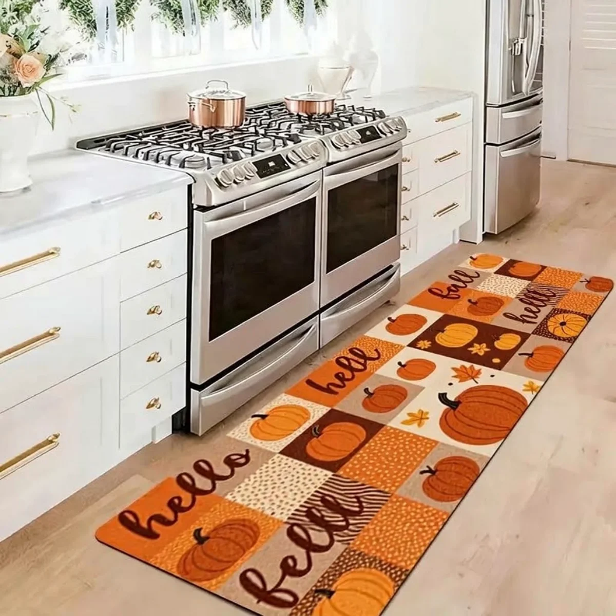 Tappetino da cucina quadrato a tema Halloween, lungo e spesso, realizzato in fango di diatomee, assorbente e con fondo in gomma antiscivolo, tappetino decorativo per cucina, bagno, toilette, ingresso