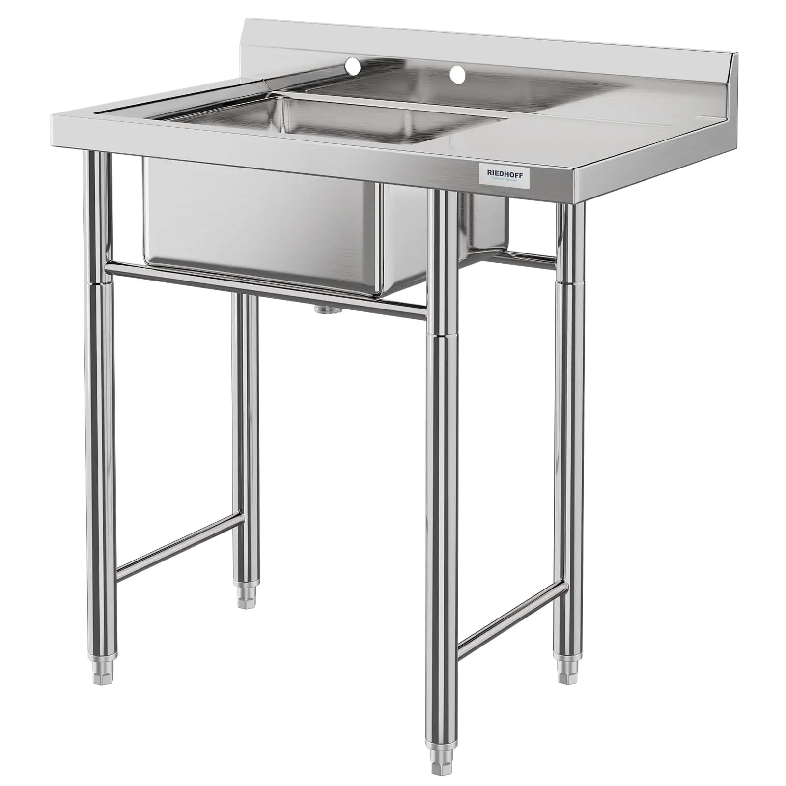 

FreeStanding Kitchen Sink with Drainboard,Stainless Steel Commercial Utility Sink for Laundry Backyard Garage Restaurant