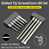 50/100mm 2.0-6.0mm Flat Head Screwdriver Bits Set Magnetic Tip Slotted Screwdriver Drill 1/4 Inch Hex Shank Hand/Electric Tools