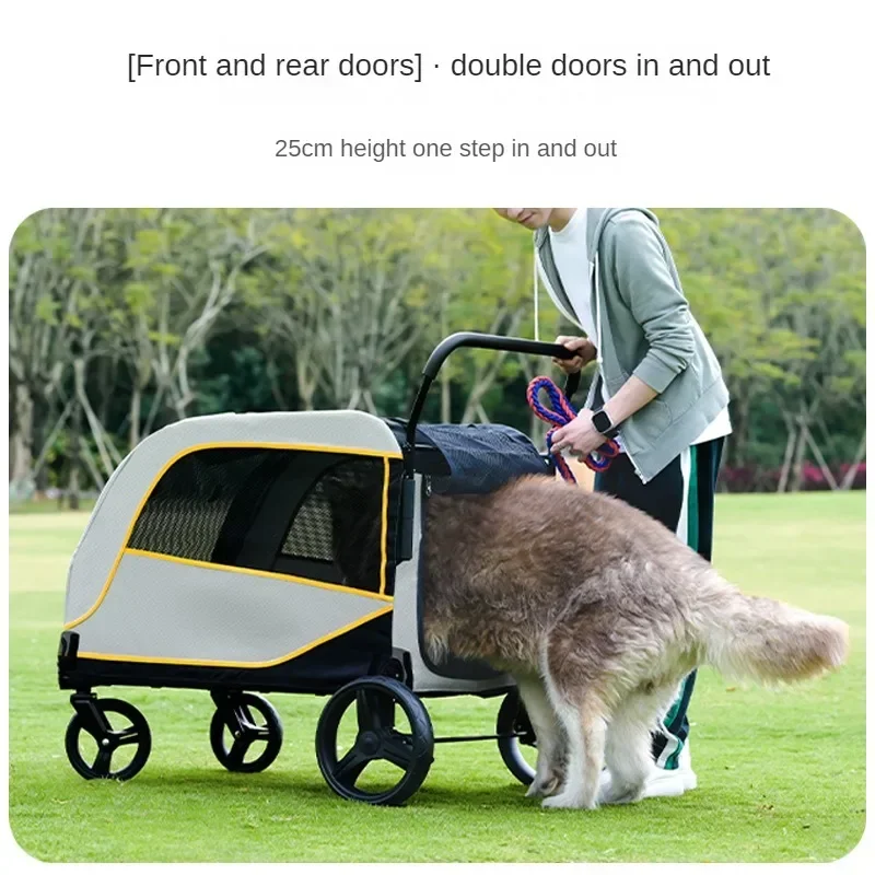 A Large Foldable Dog Cat and Dog in A Pet Stroller Are Used As Transportation Vehicles for Disabled People When Going Out