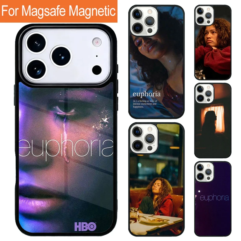 Coque de téléphone magnétique American TV Euphoria Zendaya Rue pour iPhone 17 Pro 16 15 13 12 11 Pro Max Air 14 Plus avec couverture Magsafe
