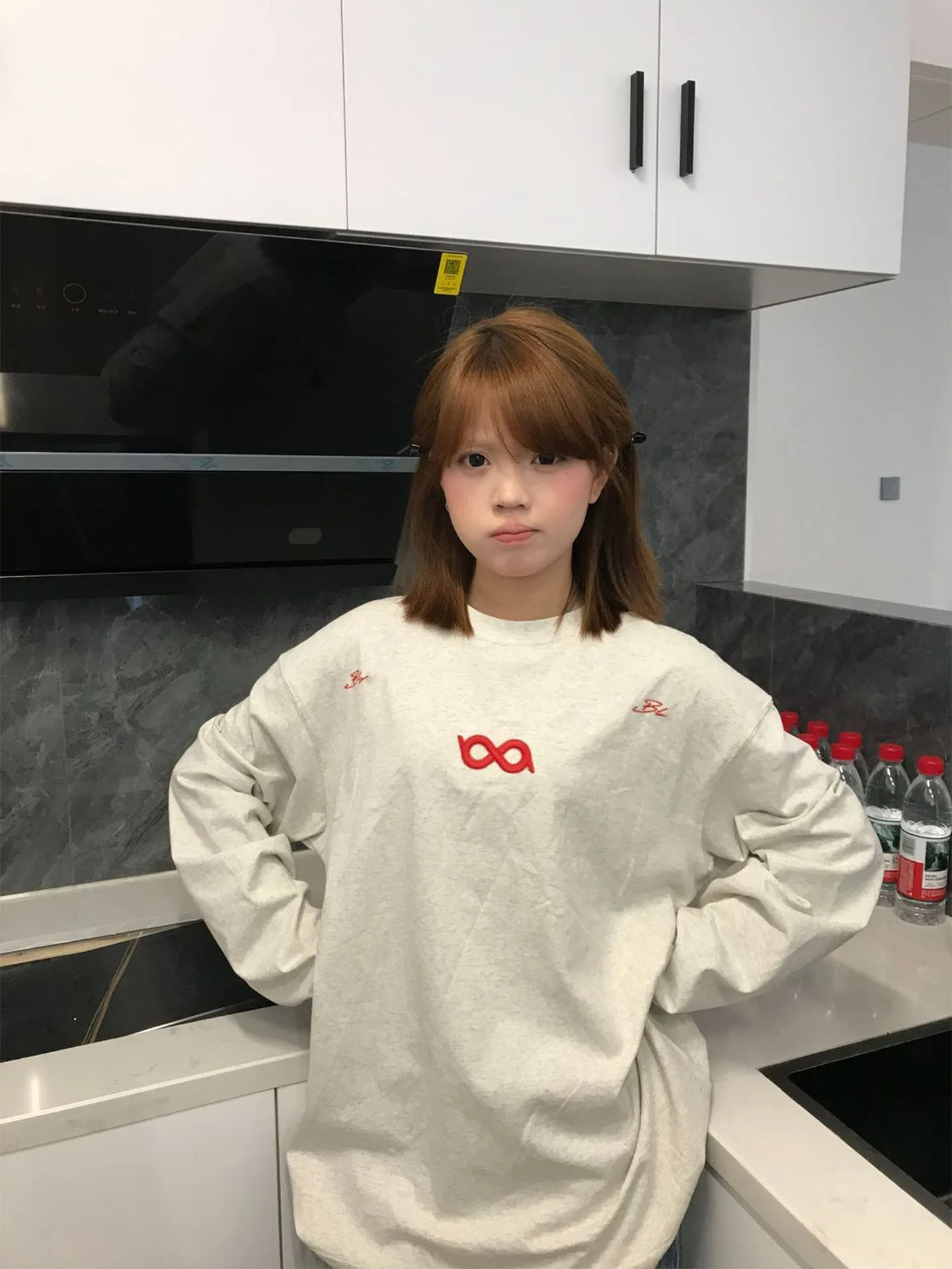 T-shirt lunga ampia in cotone Sve Coreano Sle Campus Stampa Top casual per donna Stagione autunnale Faionable e confortevole