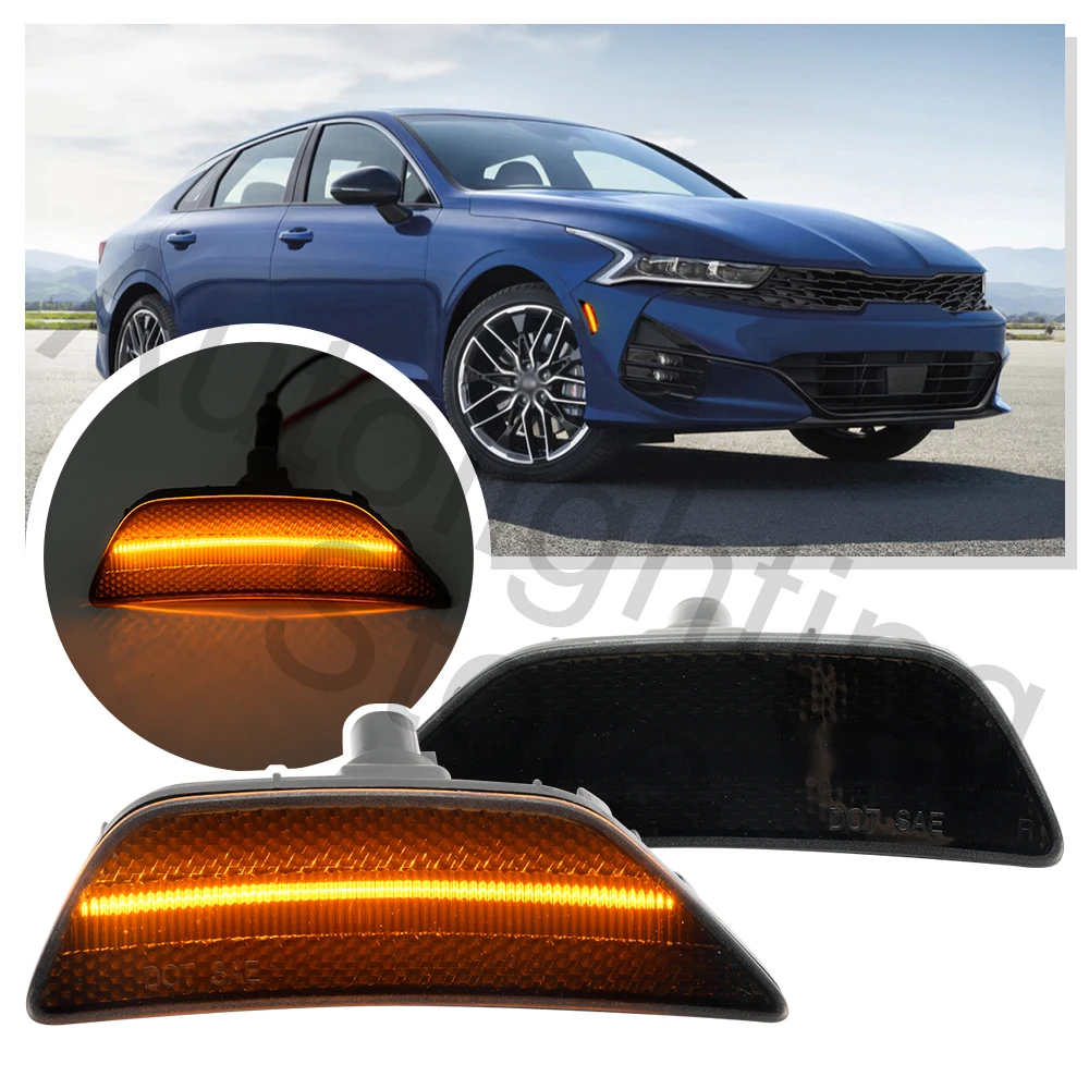 2PCS LED front side marker light smoke design suitable For Kia K5 2021 2022+ side indicator Turn Signal Lamp