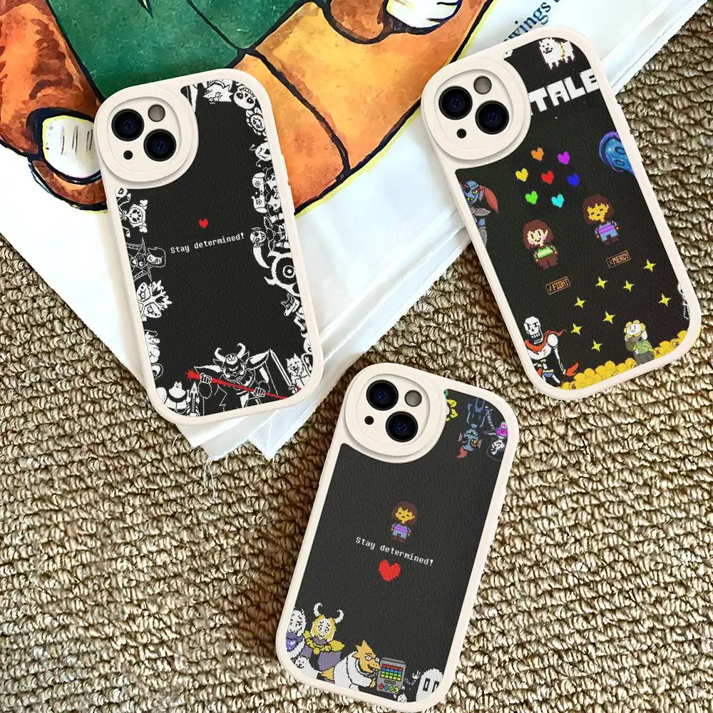 

U-Undertale For IPhone 16 15 14 13 12 11 Pro Max Plus Leather Phone Cover