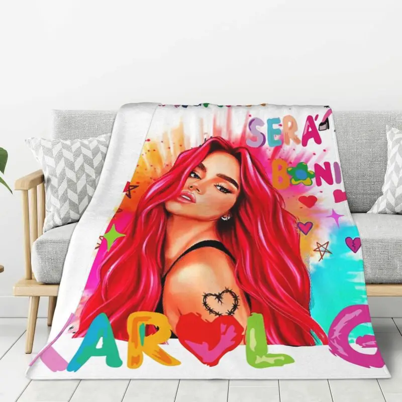 

Custom 3D Print Manana Sera Bonito Karol G Blankets Breathable Soft Flannel Autumn Throw Blanket for Couch Office Bedding