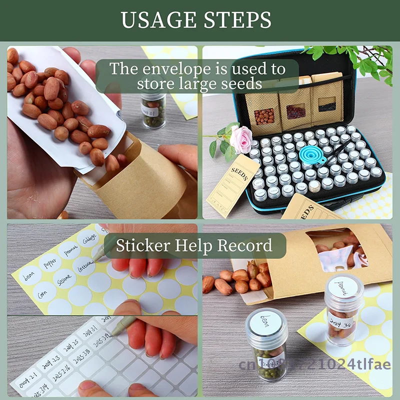 

120 Slots Seed Storage Organizer Box with 25 Envelopes Portable Sturdy Airtight Garden Seed Saver Container for Home Garden