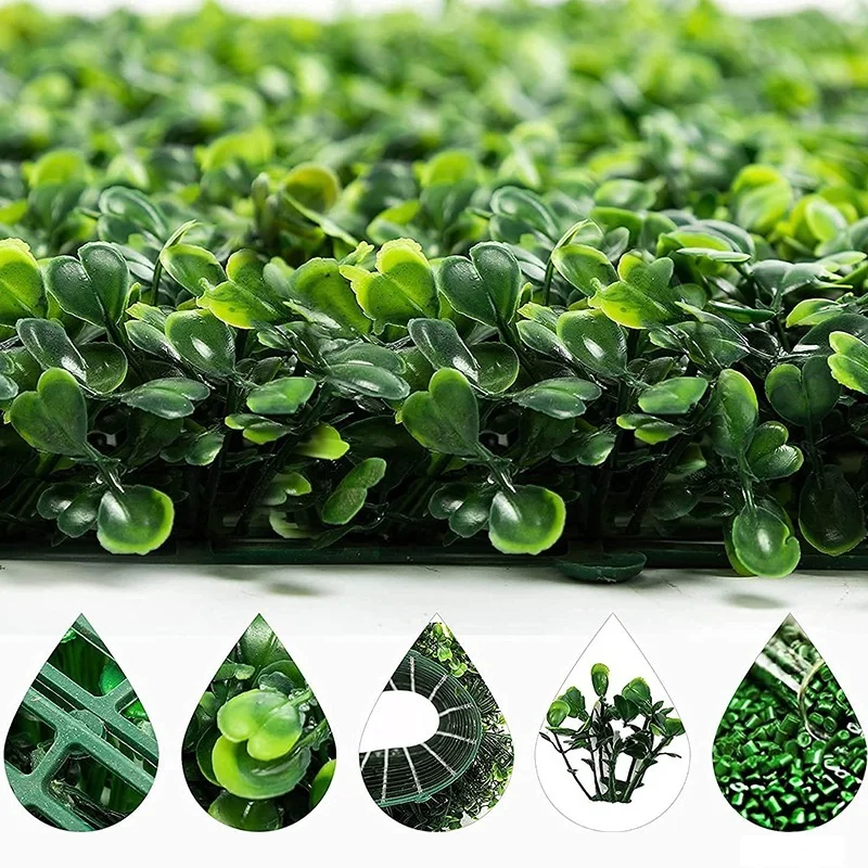 Artificial Flowers Boxwood Grass 25x25cm Backdrop Panels Topiary Hedge Plant  Garden Backyard Fence Greenery Wall Decor