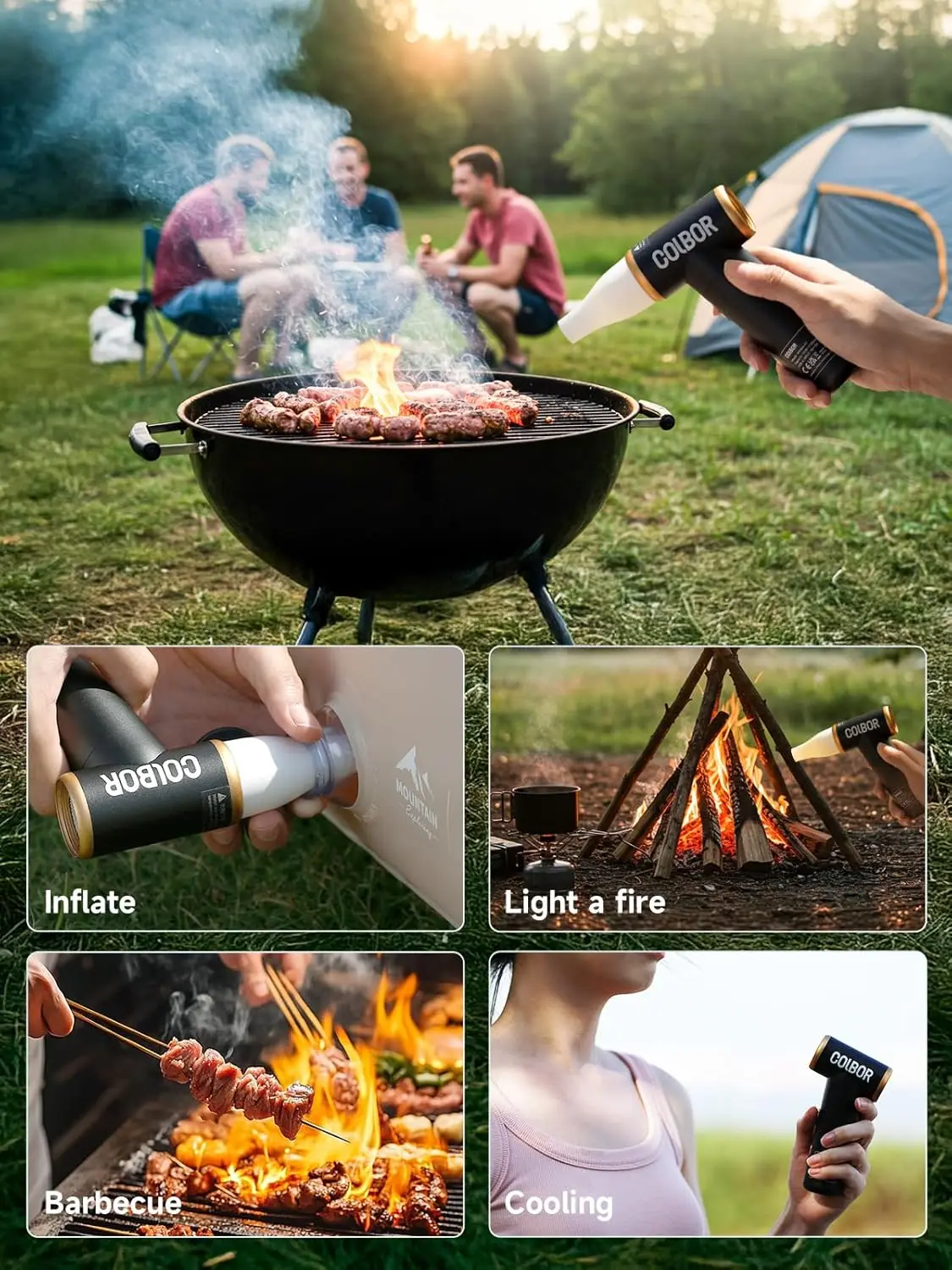 Compressed Air Duster COLBOR Electric Mini Blower for PC Cleaning Kit 100000RPM Cordless with LED Light & Nozzle Rechargeable