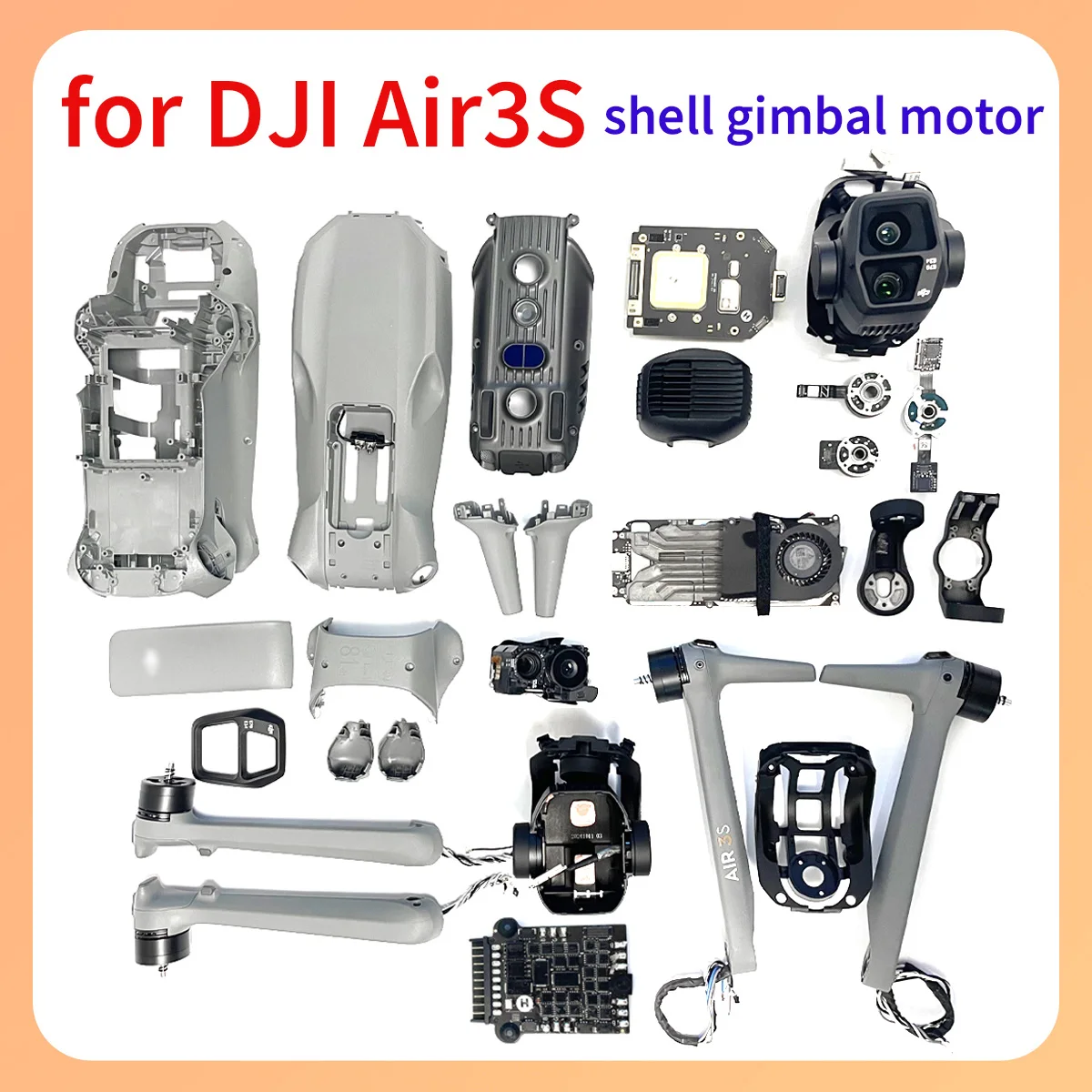 

Original Air3s Upper Lower Shell PTZ Gimbal Motor Front Arm Pivot Rear Tripod ESC GPS Lens Camera Shock Absorbe Rbracket for Dji