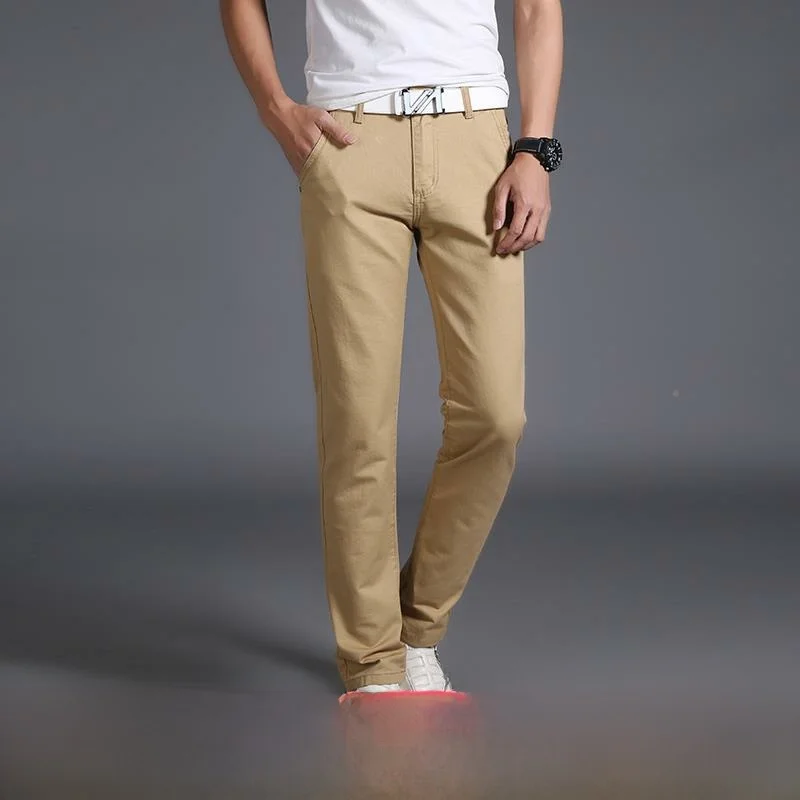 

208 Ne PSDsumer Men's Cotton Casual Pants mid Waist Straight Leg Faion Urban Sle Summer Thin Material Khaki Color Workwe...