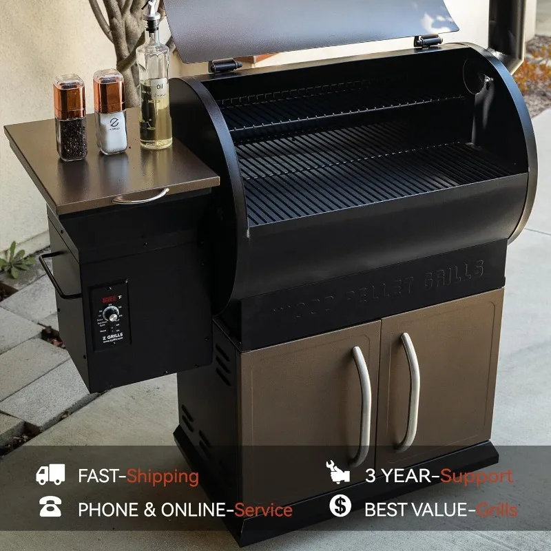 مدخن شواية الحبيبات الخشبية مع التحكم PID، غطاء المطر، 700 مربع. في منطقة الطبخ للشواء في الهواء الطلق والدخان والخبز والتحميص،