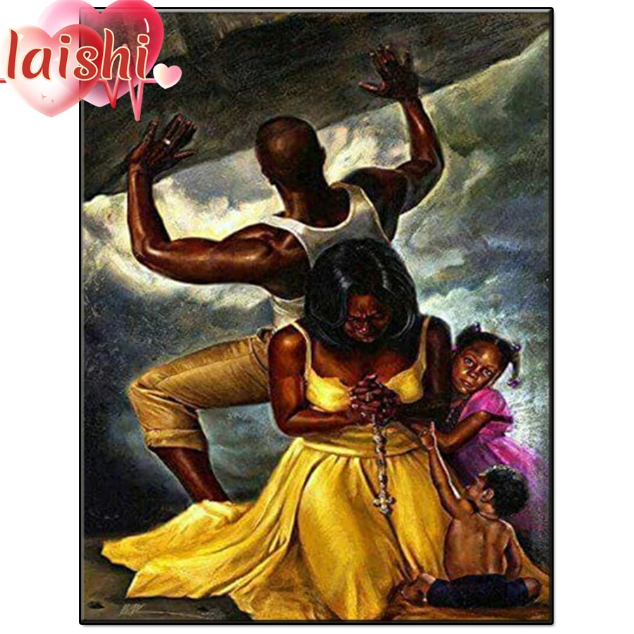 5D DIY African-American couple Diamond Painting Full Square round drill Home Decoration diamond Embroidery Handcraft Art Kits