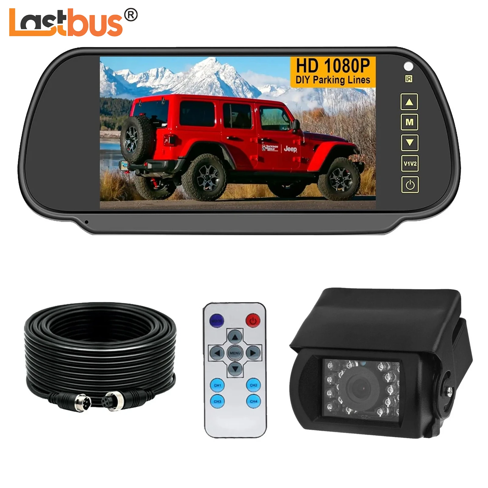 

Lastbus AHD 1080P 4PIN камера заднего вида с 7-дюймовым ЖК-экраном IPS зеркальный монитор для грузовика, прицепа, фургона, каравана