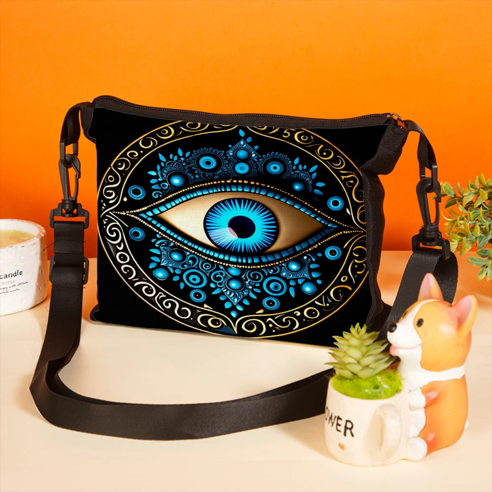 

Stylish Crossbody Bag Black Eye Mandala Pattern And Text Shoulder Bags For Women Men Casual Travel Work Daily Use Fashion Access