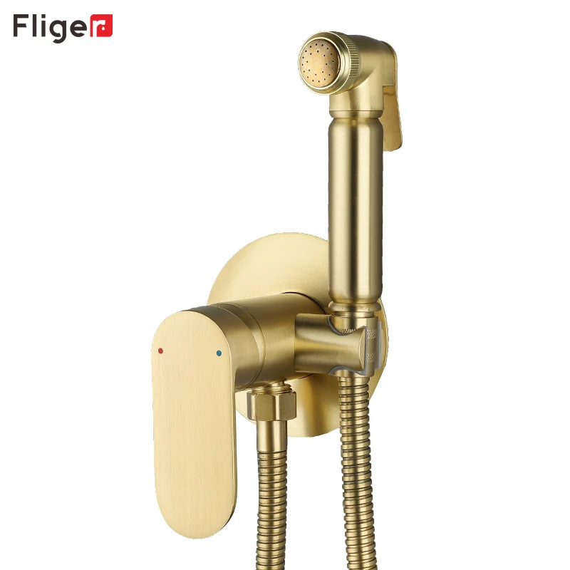 

ULA Brass Bidet Faucet Portable Bidet Sprayer Shower Set Gold Toilet Faucet Hot Cold Water Faucet Sprayer Shower Head