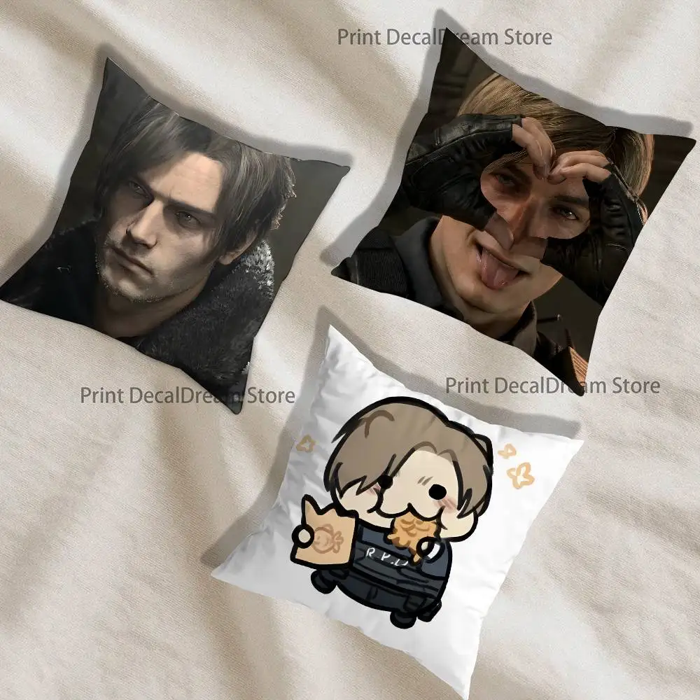 RE9 Leon R-Resident Printed Pillow Cover Cushion Case Simple Sofa Pillow Case No Pillow Core