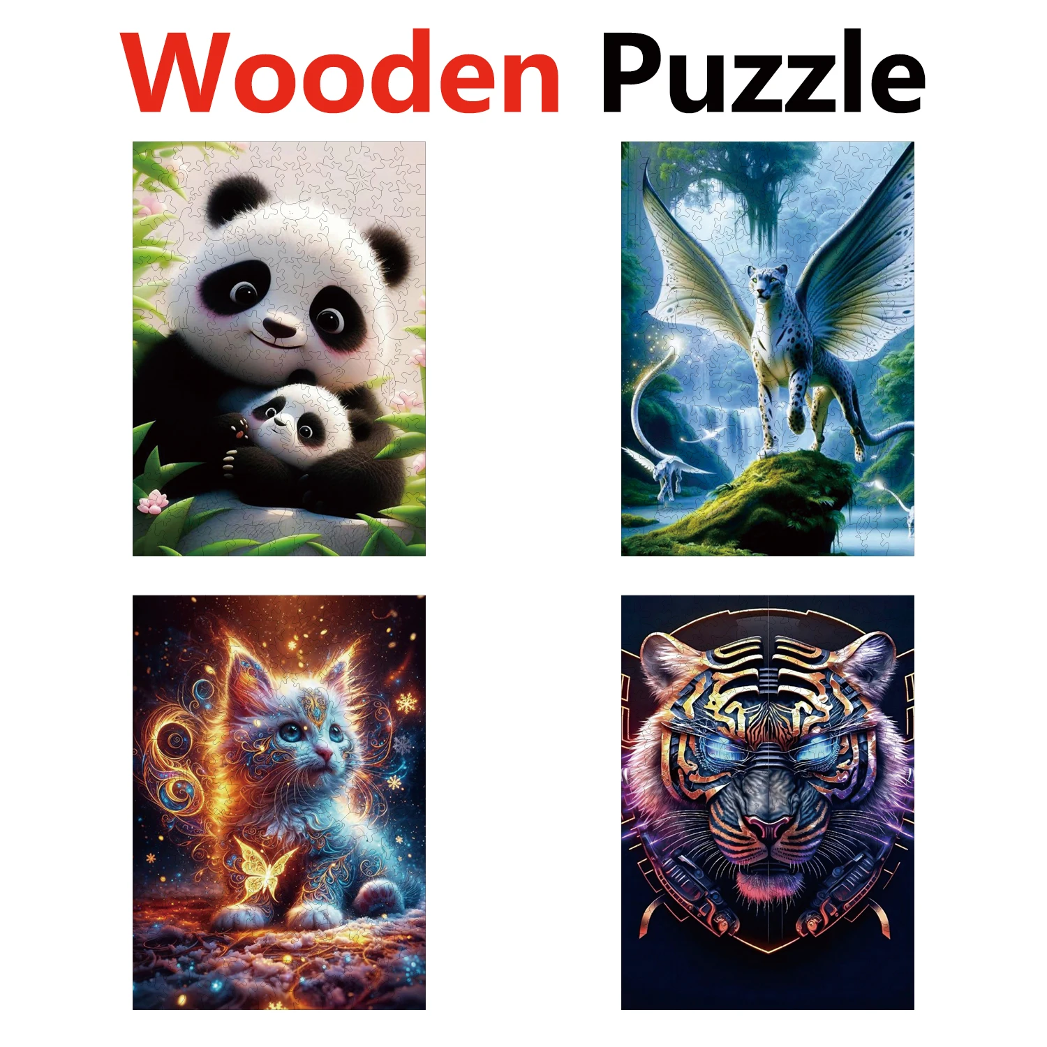 

Panda Dragon Tiger Cat Animal Puzzles High Quality Jigsaw Puzzle Wooden Puzzle Best Christmas Gift