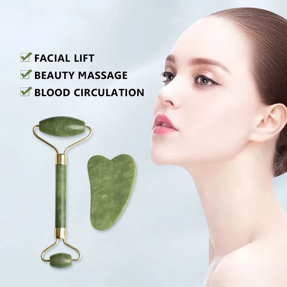 

Natural Stone Roller Massage Visage Lifting Face Gua Sha Body Neck Massager Acupoint Eye Care Spa Massage Tools