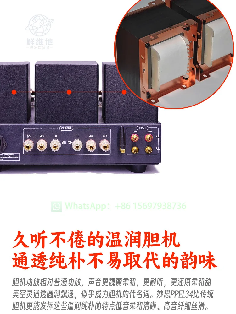 

EL34 push-pull Class A electronic tube amplifier | High power Hi Fi Bluetooth speaker, pure tone audiophile audio system