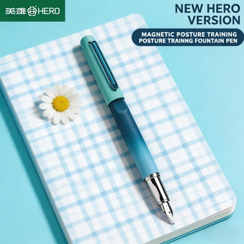 

Hero 9338A 4 Color Gradient Magnetic Fountain Pen Set Metal Nib Smooth Writing Pen With Cap Gift Box For Beginners Office School
