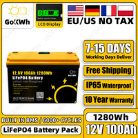 GoKWh 12V 100AH LiFePO4 Battery Pack Brand New Lithium Iron Phosphate Cell Build in 100A BMS For RV EV Golf Cart Yacht Camping