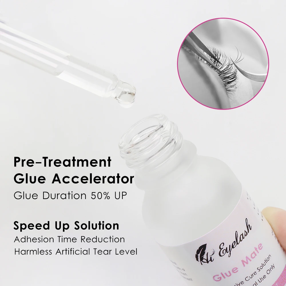 15ml Best Eyelash Extension Glue Accelerator 1S Fast Drying Pre-Treatment Super Accelerator Glue Duration 50% UP Private Label