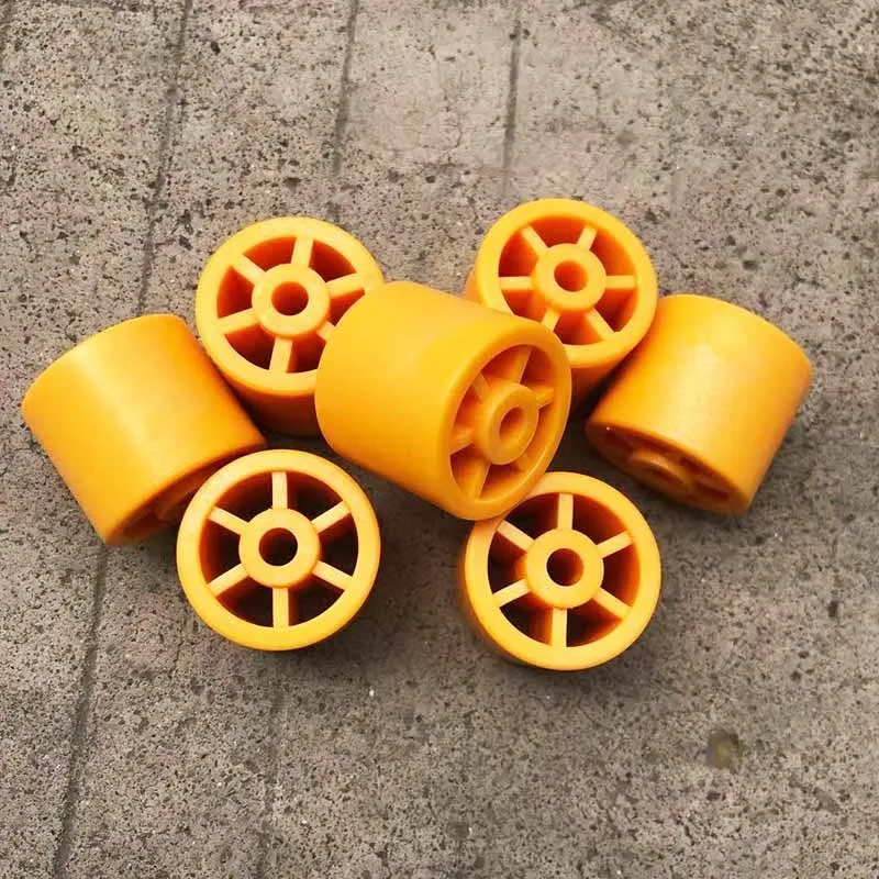 Yellow Plastic Conveyor Roller Wheel, Flow Rail Accessory For Warehouse Rack Edge Bander & Row Drilling Machine Equipment