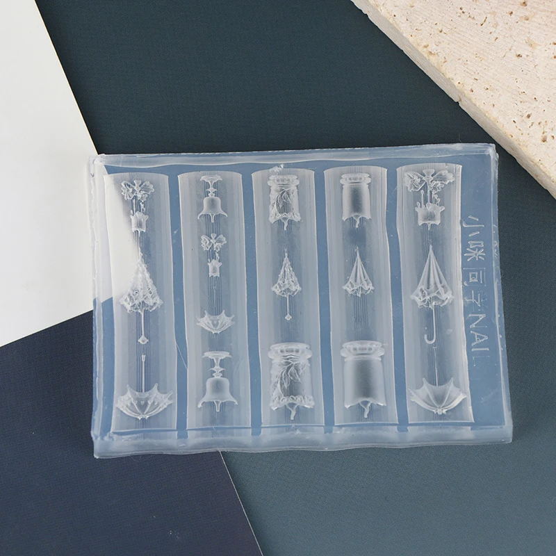 3D Relief Transparent Silicone Nail Art Mold Lace Umbrella Style For DIY Nail Decor Manicure Template - Perfect Nail Art Gift