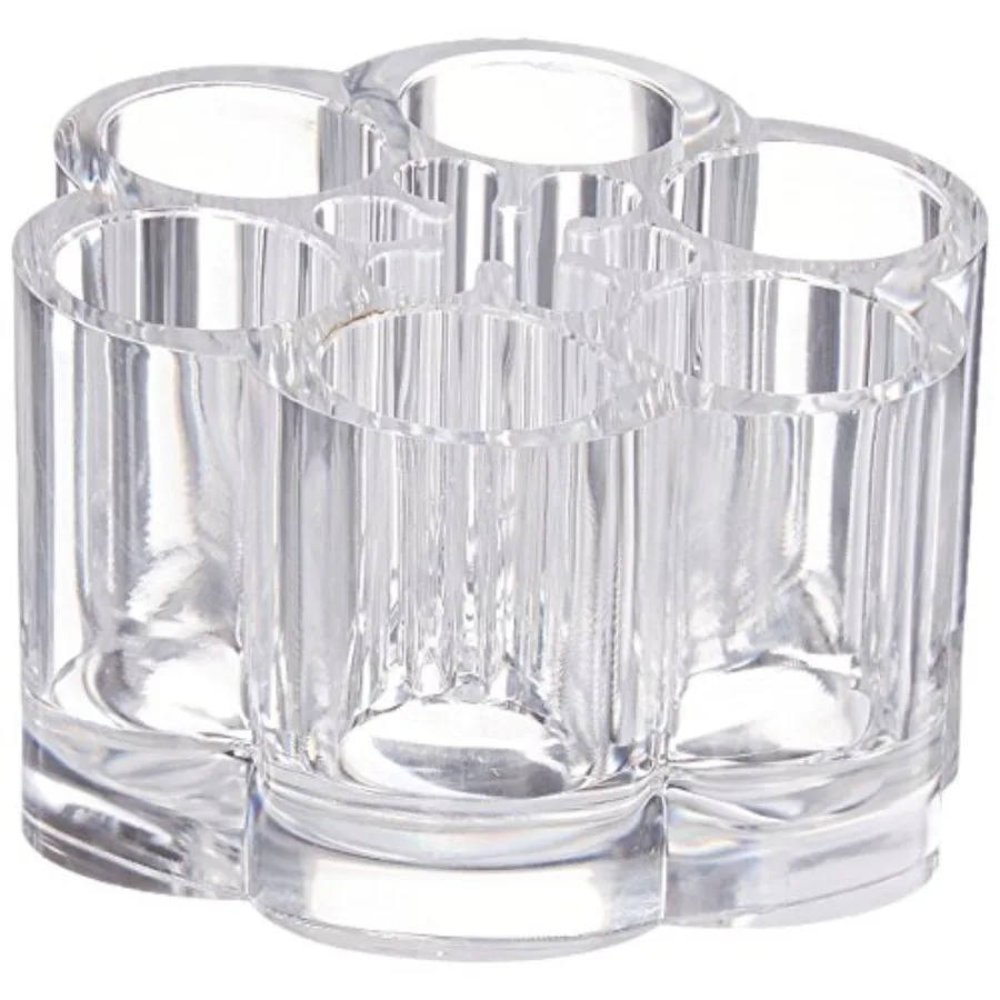 12 مساحة حامل فرشاة التجميل والمكياج الشفاف على شكل زهرة الأكريليك منظم للحمام وغرفة النوم D