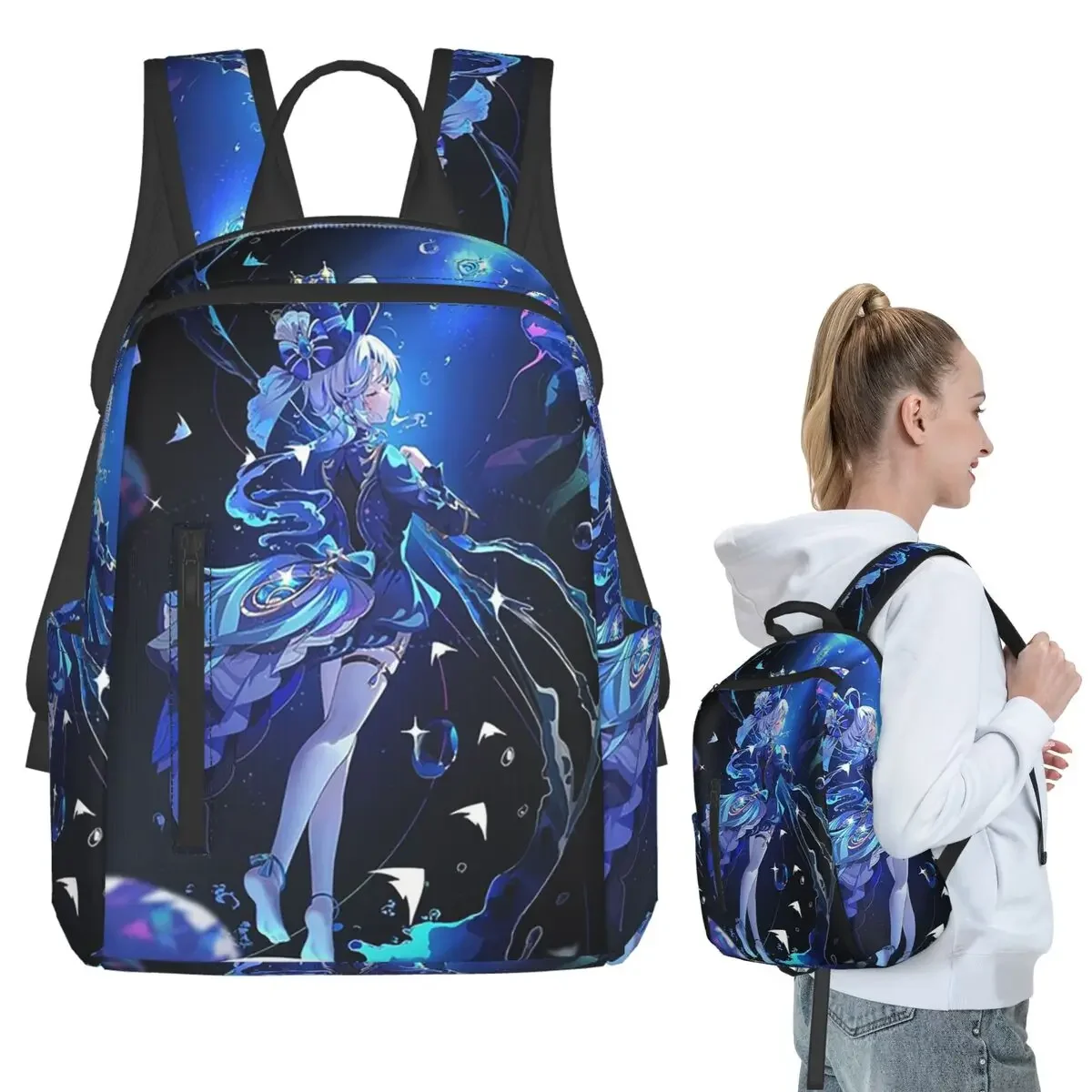 Furina Genshin Impact Backpack Student BookBag Children School Bag Computer Shoulder Bags Men Women