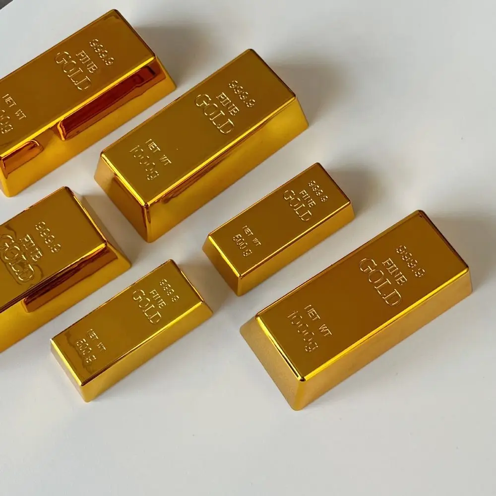 Ideal Gift Simulation Fake Gold Bar Paperweight Door Stop Golden Brick Table Decor Glittering Gold Bar Piggy Bank Novelty Gift