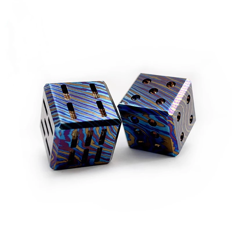 

1PC Titanium Damascus Solid Dice Bartending Healthy Metal Frozen Ice Cubes EDC Portable Multifunction Tool Tourism Play Toy