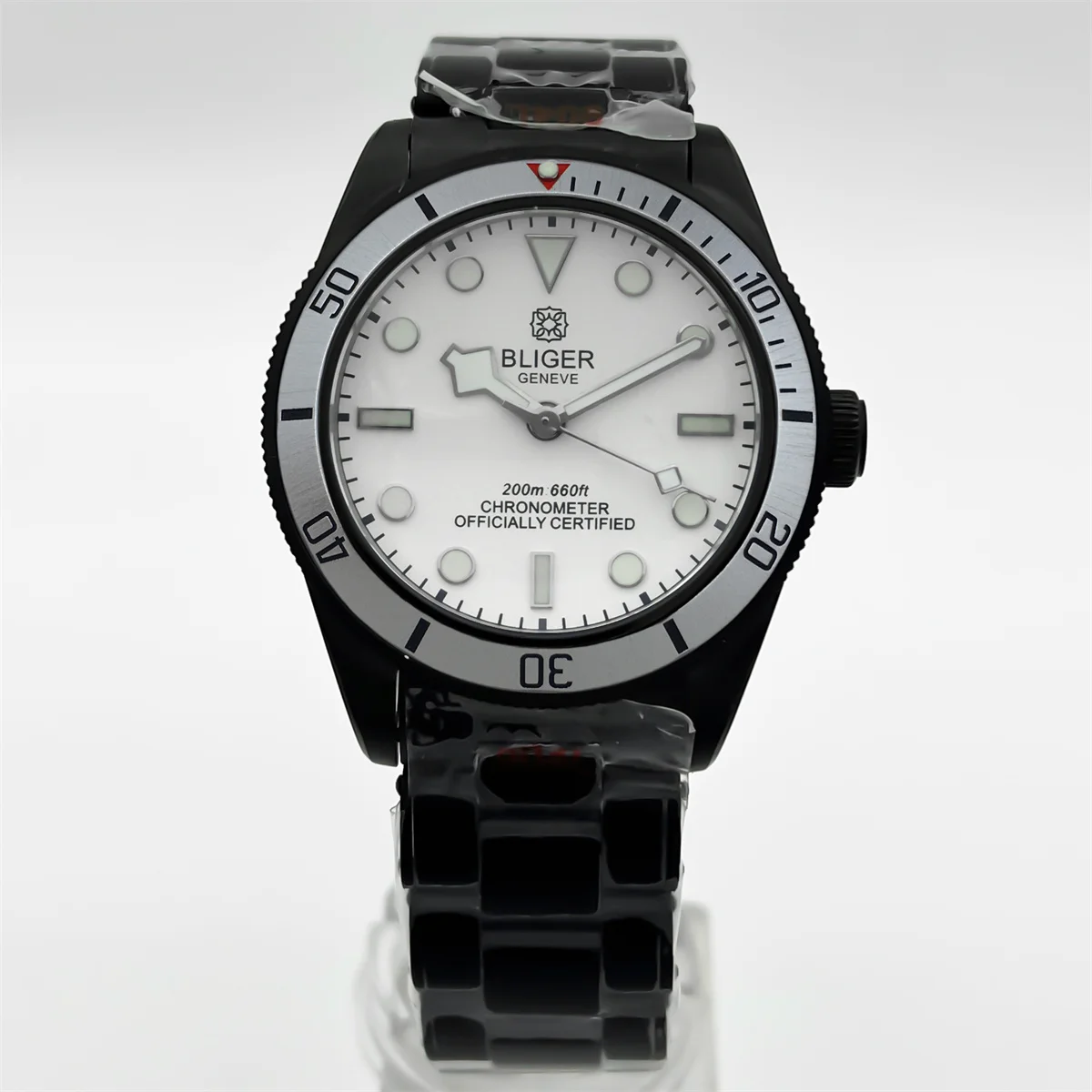 39 мм черные мужские автоматические часы для дайвинга NH35 механизм черный, белый, синий, зеленый, светящийся циферблат, сапфировое стекло, браслет из нержавеющей стали