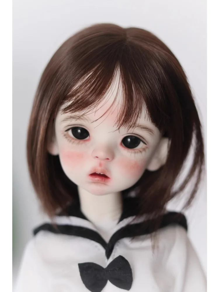 BJD 1/6 High temperature silk wig  Thin bangs, broken hair, collarbone, medium long hair Doll Accessories