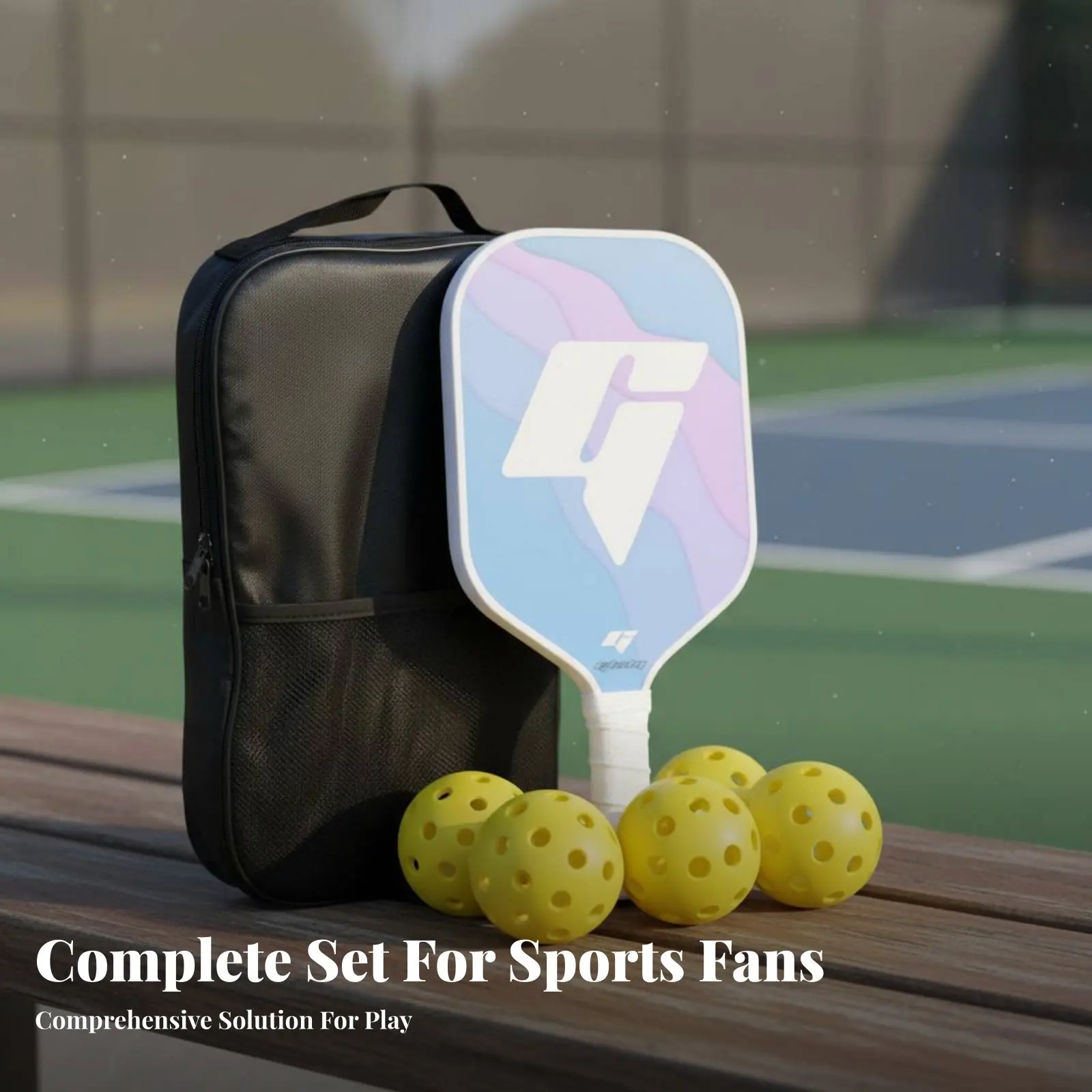 

7 Pieces Pickleball Paddles with Bag Anti-Slip Grip Fiberglass Pickleball Paddle Sports Equipment Perimeter Guard Large Sweet